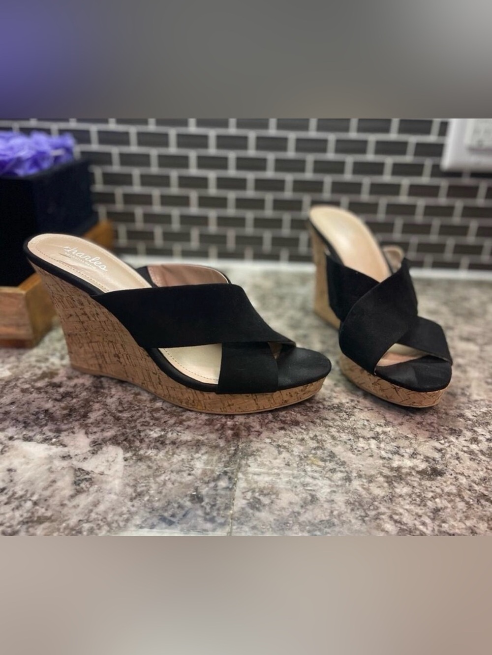 Latrice Wedge Mule Sandal - Charles David - Black and cork size 10